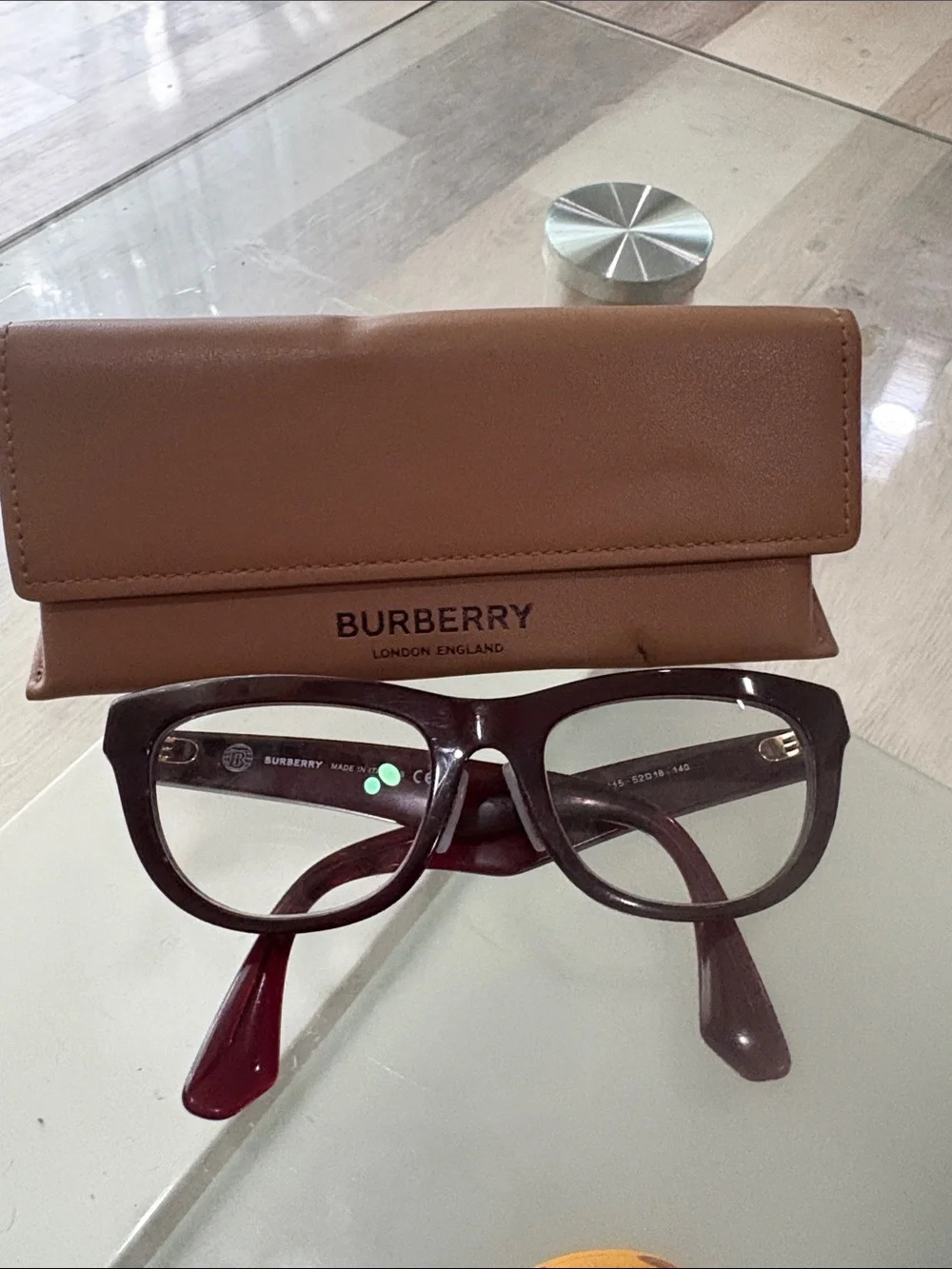 BURBERRY Reading Glasses Check Red & Gold Frames